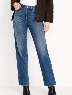 LIKE NEW Old Navy High Waisted Wow Loose Jeans, Blue, Size 6 Petite